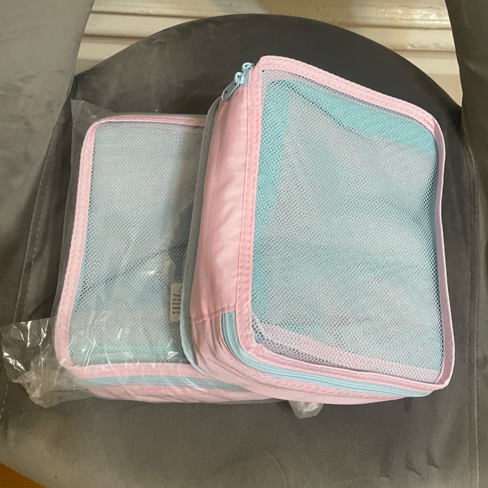 Pink & Light Blue Travel Packing Cubes Set